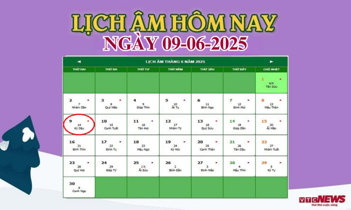 Lịch âm 9/6/2025: Ngày Tốt Xấu và việc nên làm hôm nay - Ảnh 1.