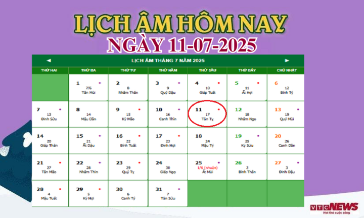 Lịch âm 11/7/2025: Ngày tốt và xấu, việc nên làm hôm nay - Ảnh 1.