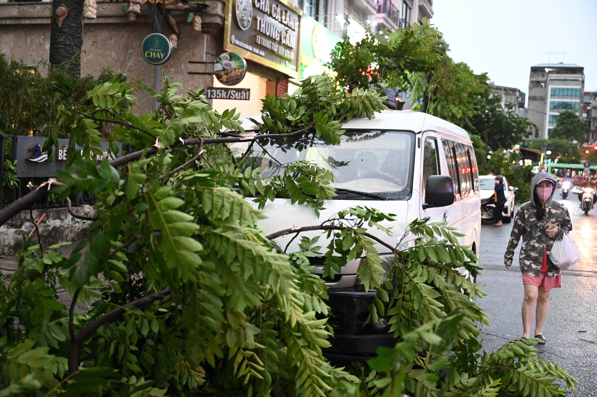 Chùm Ảnh Hà Nội tan hoang sau cơn giông mạnh , cây xanh gãy đổ khắp nơi - Ảnh 9.