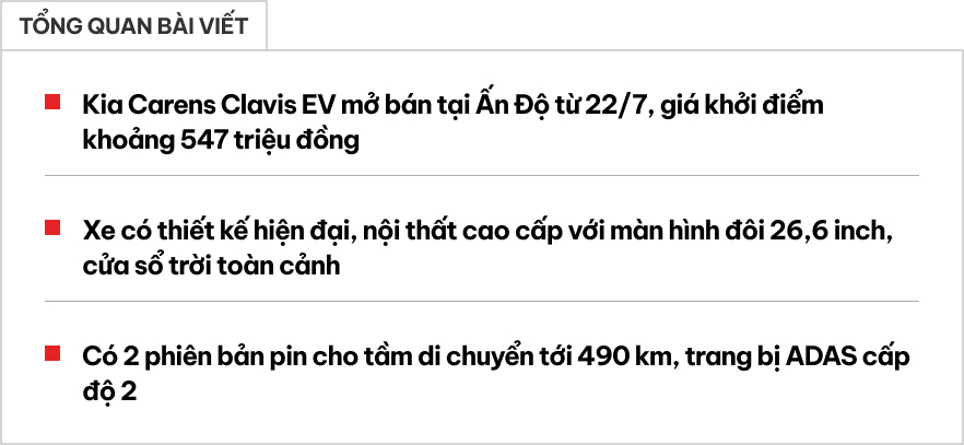 Kia Carens bản điện giá quy đổi gần 550 triệu đồng mở bán từ hôm nay, có cơ hội về Việt Nam khi xe xăng sắp bị hạn chế - Ảnh 1.