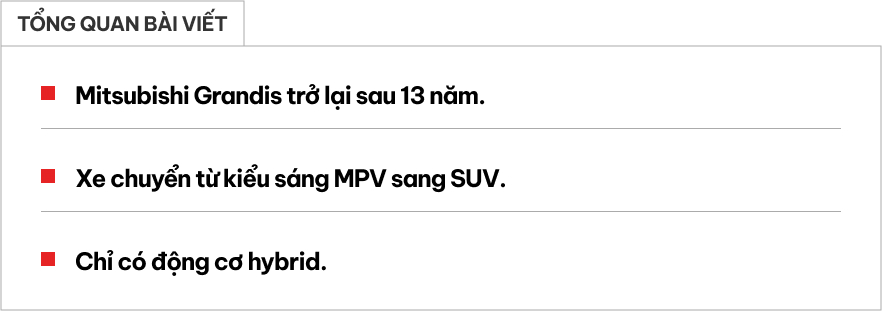 'Huyền thoại một thời' Mitsubishi Grandis hồi sinh sau 13 năm: Là xe SUV hợp thời hơn, động cơ hybrid - Ảnh 1.