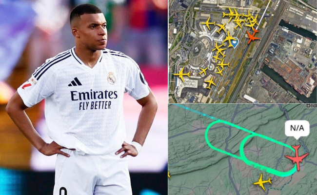 Ảnh trực quan: Máy bay chở Real Madrid bay lòng vòng vì bão, Mbappe hú hồn đăng vội story ngay khi hạ cánh- Ảnh 1.