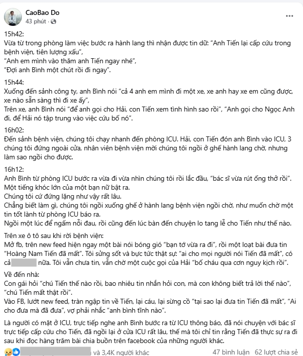 “Vào với Tiến ngay nhé…” - giây phút cuối đời của ông Hoàng Nam Tiến qua lời kể của Thành viên HĐQT FPT- Ảnh 3.