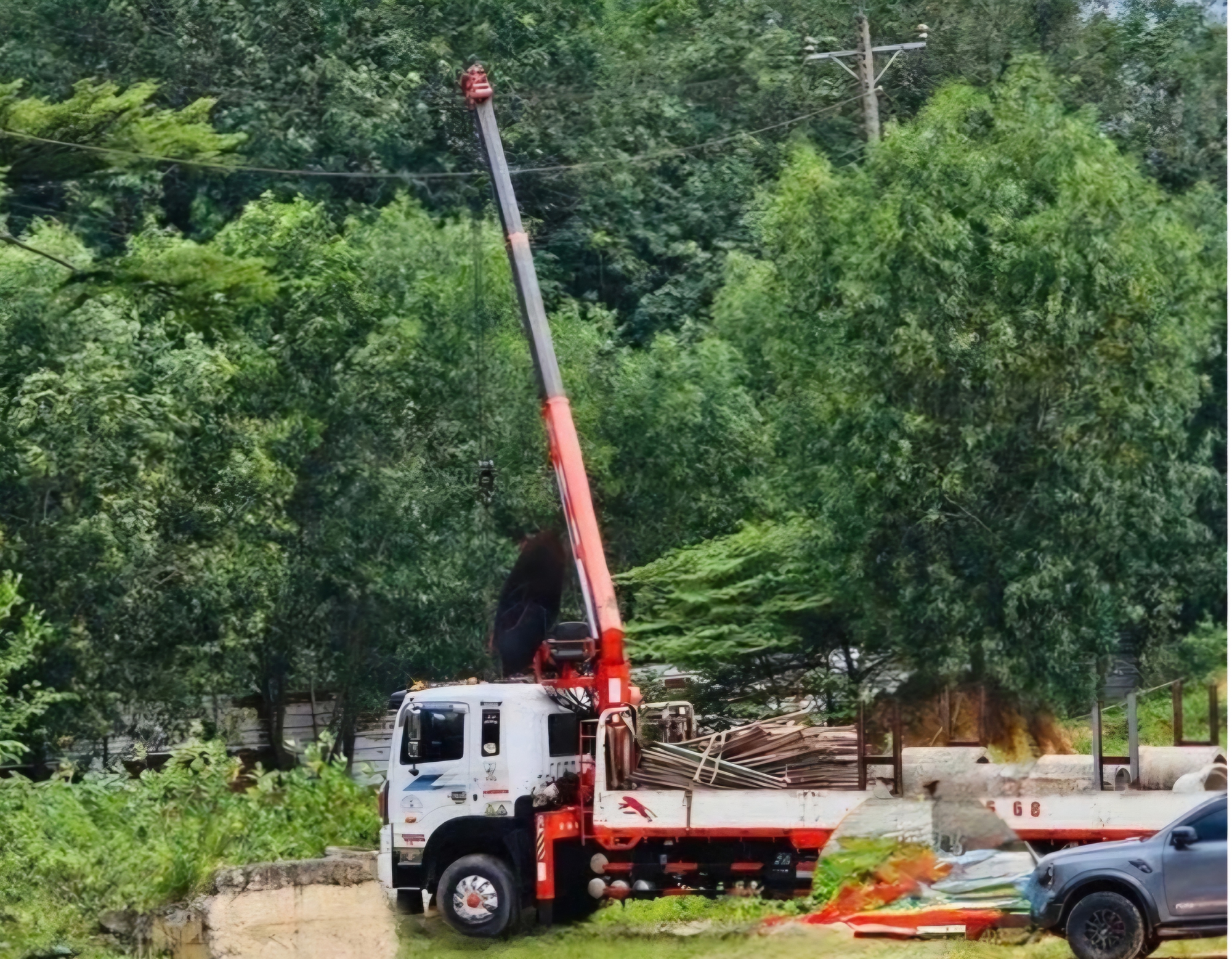 Xe cẩu bị phóng điện tại TP HCM khiến 2 người thương vong - Ảnh 1. Xe cẩu bị phóng điện tại TP HCM khiến 2 người thương vong - Ảnh 1.