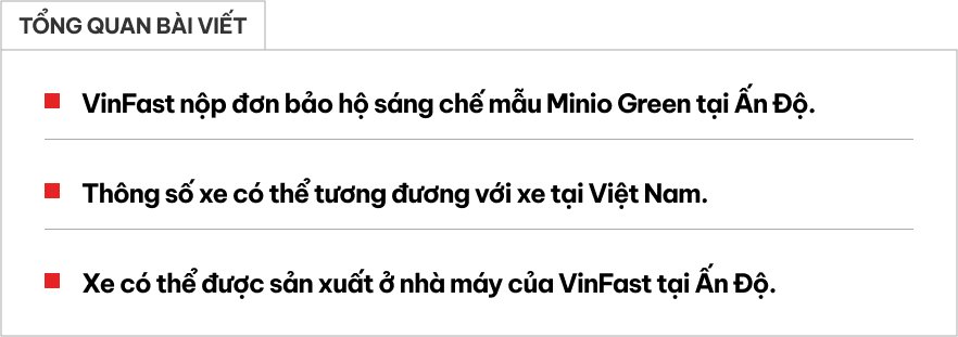 VinFast Minio Green đăng ký tại Ấn Độ, có thể sản xuất tại nhà máy vừa khánh thành tại quốc gia này - Ảnh 1.