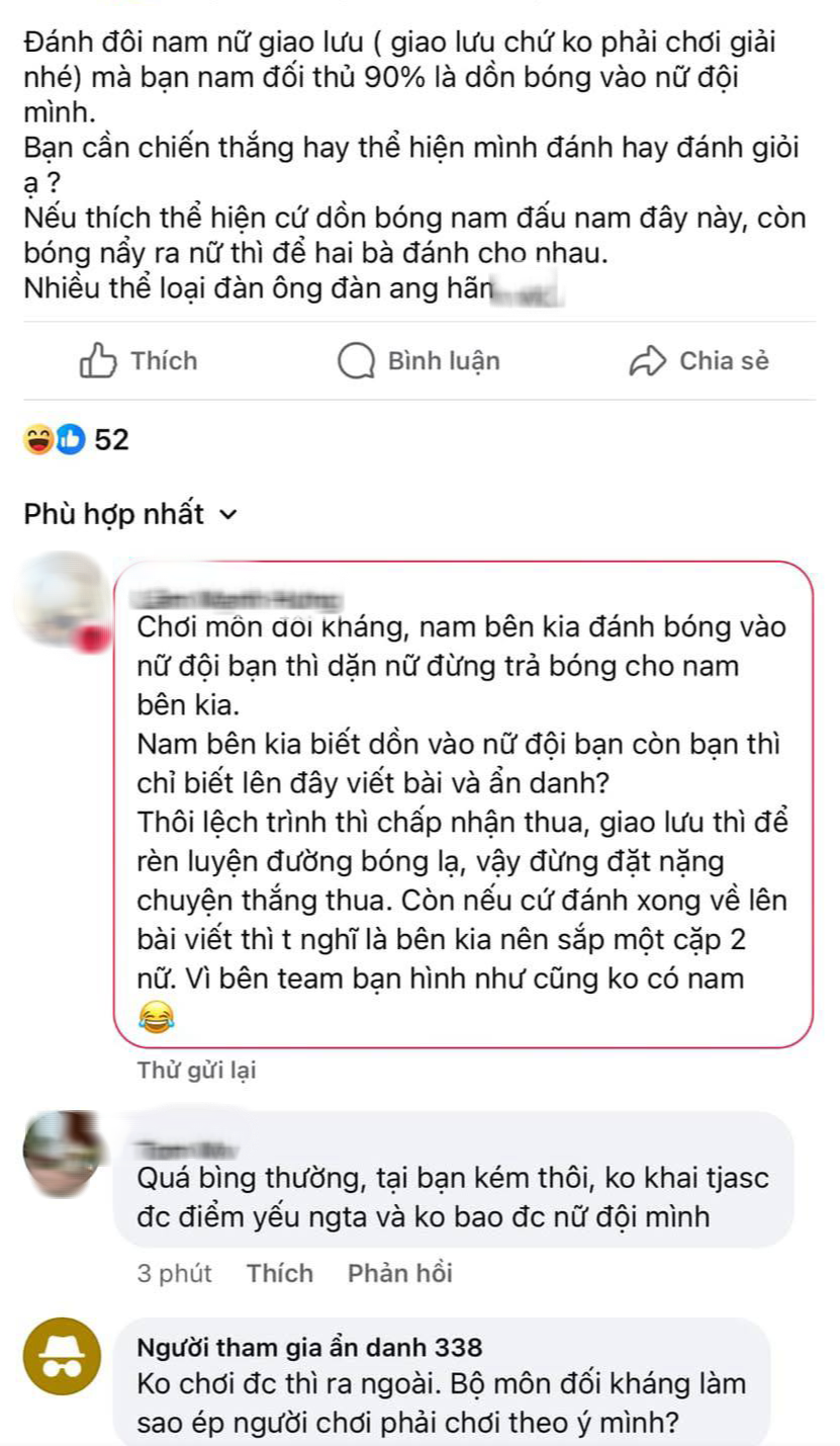 Tranh cãi chuyện "dồn bóng vào nữ" khi chơi pickleball: Chiến thắng hay fair-play mới quan trọng? - Ảnh 1. Tranh cãi chuyện "dồn bóng vào nữ" khi chơi pickleball: Chiến thắng hay fair-play mới quan trọng? - Ảnh 1.
