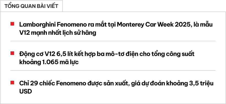 Lamborghini Fenomeno - Siêu xe V12 hybrid mạnh nhất lịch sử hãng ra mắt với công suất tới hơn 1.000 mã lực - Ảnh 1.