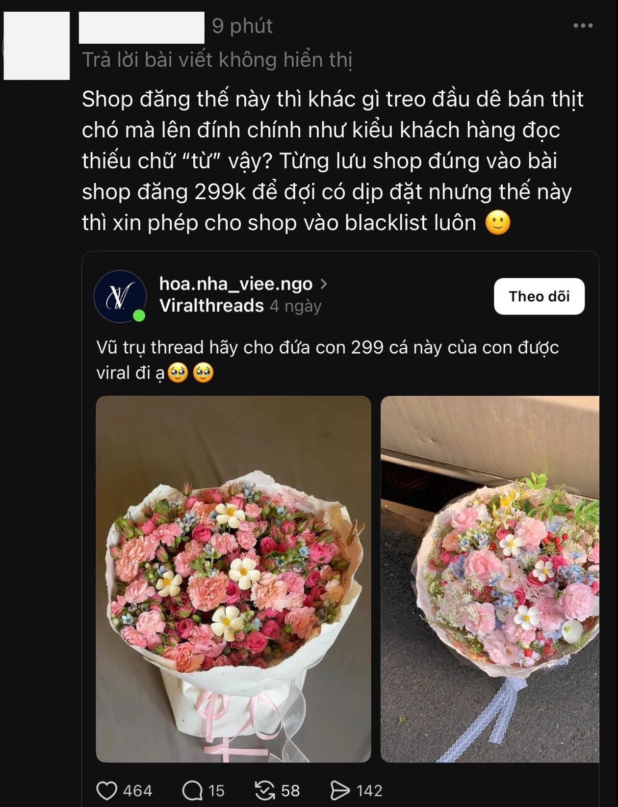 Khách ấm ức tố shop hoa tươi Hà Nội “treo đầu dê bán thịt chó”, còn bị shop block vì… bóc phốt đúng quá! - Ảnh 6. Khách ấm ức tố shop hoa tươi Hà Nội “treo đầu dê bán thịt chó”, còn bị shop block vì… bóc phốt đúng quá! - Ảnh 6.