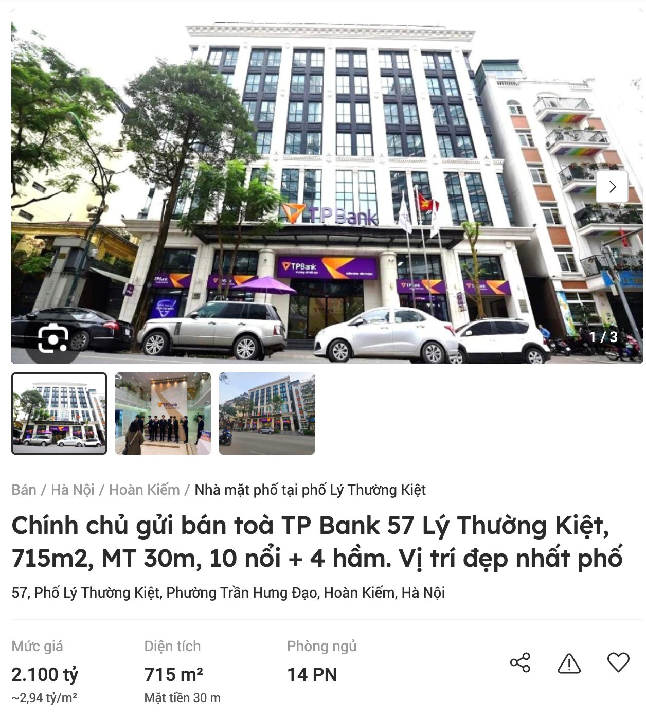 Hội sở TPBank trên đất vàng Lý Thường Kiệt bất ngờ được rao bán trên mạng - Ảnh 2.