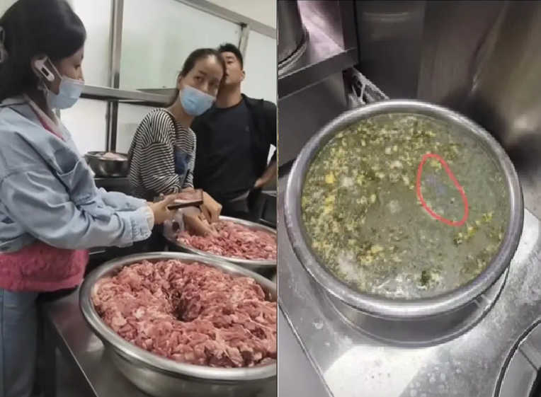 Đột kích căng tin của 1 trường tiểu học, phát hiện hơn 35kg thịt lợn chuyển sang màu xanh lá, bốc mùi hôi thối- Ảnh 1.