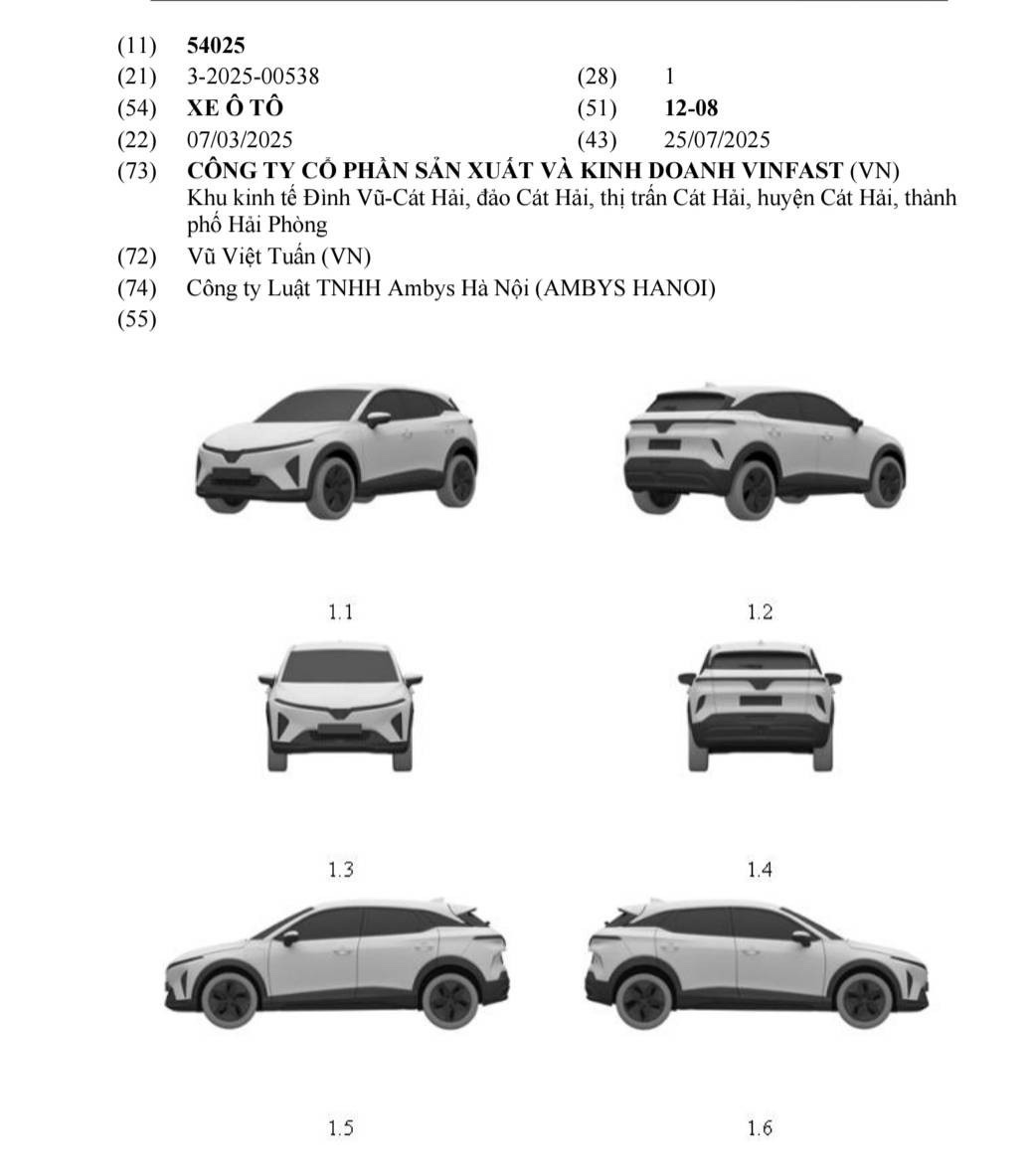 VinFast đăng ký bản quyền kiểu dáng mẫu SUV mới - Ảnh 1.