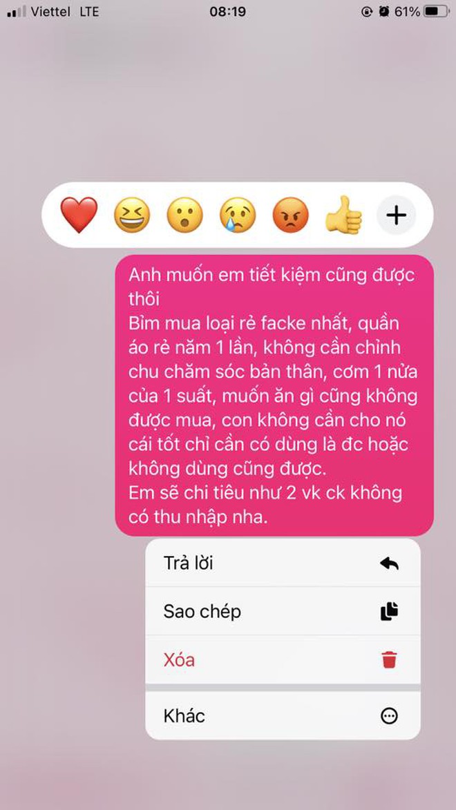 Chồng không cho đi làm, tiêu gì cũng bắt Chồng không cho đi làm, tiêu gì cũng bắt