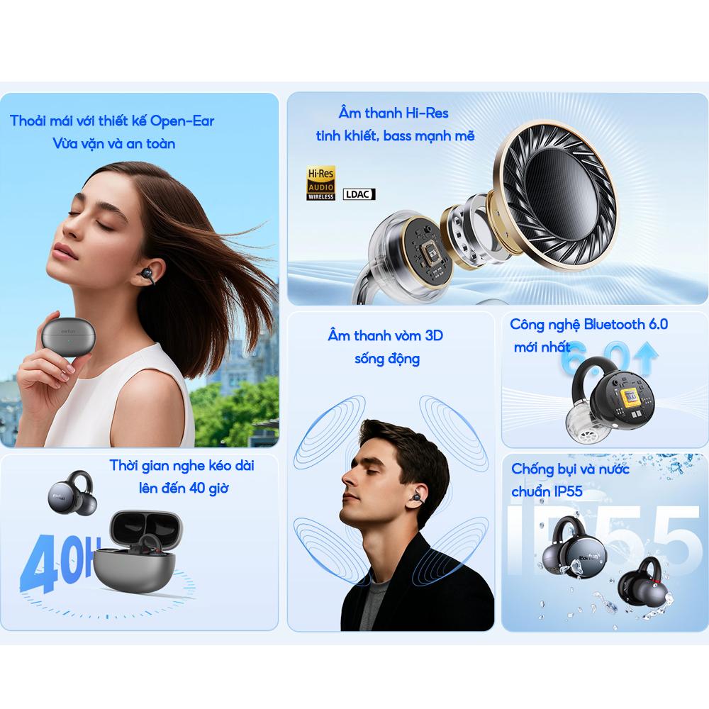 Bật Mood Chill Cùng Earfun Clip: Thiết Kế Mở, Không Nhét Vào Tai, Bluetooth 6.0 - Ảnh 2. Bật Mood Chill Cùng Earfun Clip: Thiết Kế Mở, Không Nhét Vào Tai, Bluetooth 6.0 - Ảnh 2.