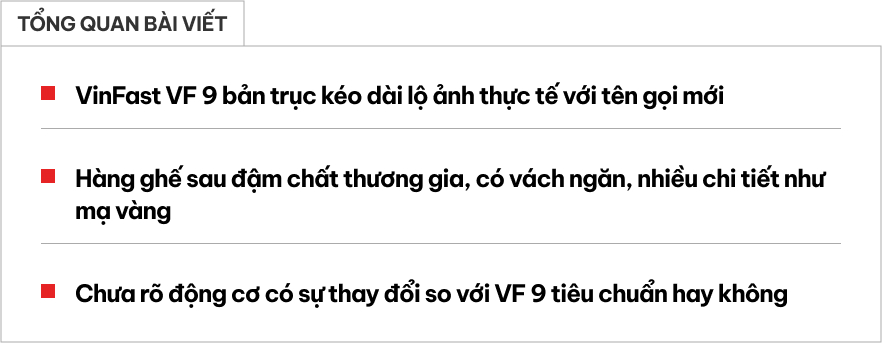 VinFast VF 9 bản đặc biệt cuối cùng cũng lộ diện rõ ràng: Tên gọi khác, vách ngăn riêng biệt, ghế thương gia, dễ chỉ còn 5 chỗ - Ảnh 1.