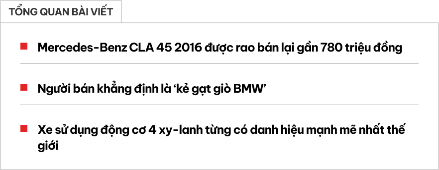 Rao Mercedes-AMG CLA 45 giá chưa đến 800 triệu đồng, người bán chia sẻ: ‘Civic nghe là lạnh sống lưng’ - Ảnh 1.