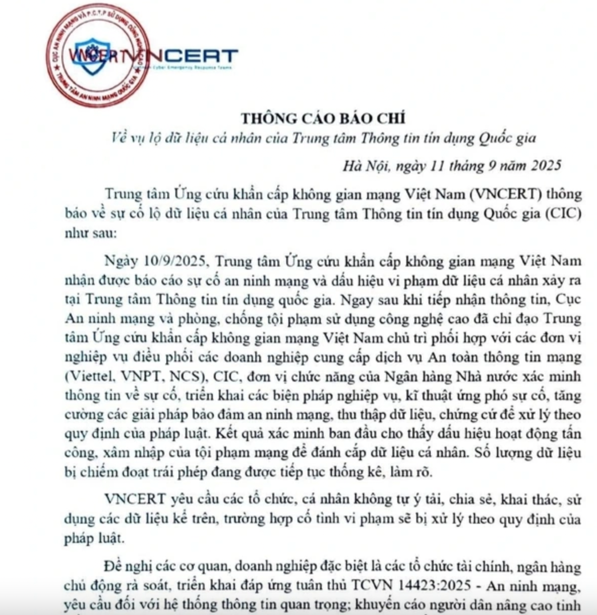 Hacker tấn c&ocirc;ng Trung t&acirc;m Th&ocirc;ng tin t&iacute;n dụng quốc gia g&acirc;y lo ngại về an ninh mạng - Ảnh 1.