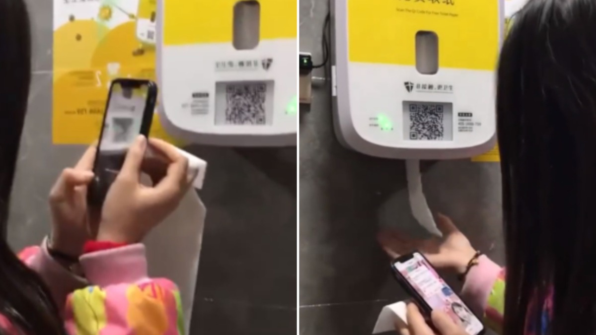 Nh&agrave; vệ sinh 'th&ocirc;ng minh' của Trung Quốc bắt người d&ugrave;ng xem quảng c&aacute;o để lấy giấy vệ sinh- Ảnh 1.