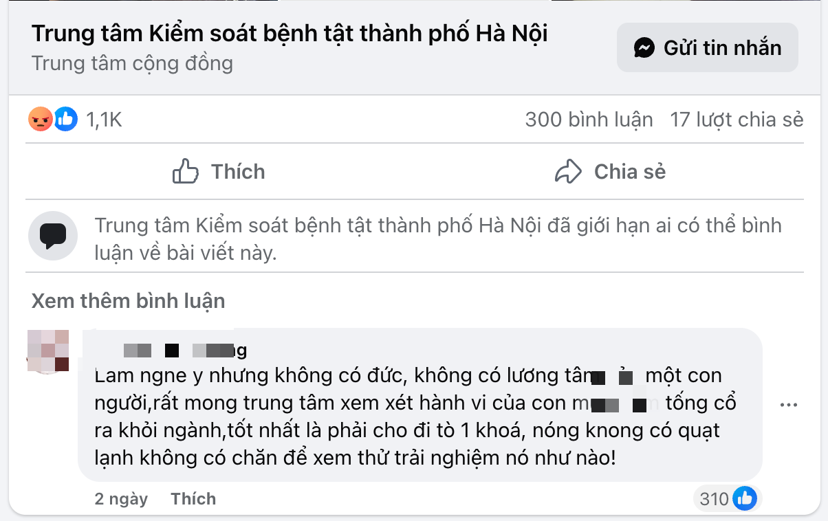 CDC Hà Nội khóa bình luận Fanpage vì nhân viên liên quan vụ 'mẹ kế bạo hành'- Ảnh 2.