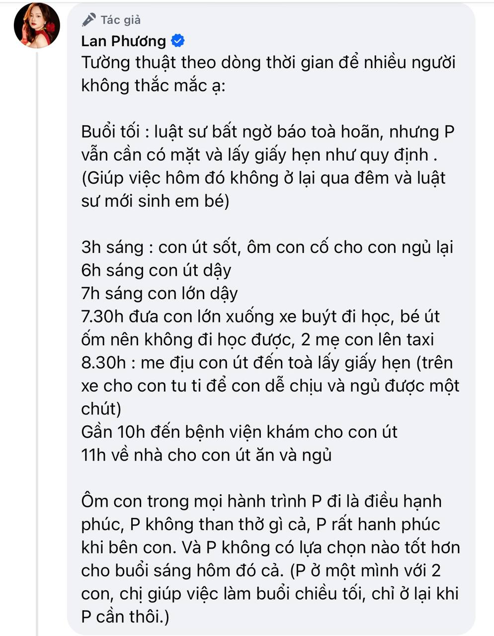 Lan Phương chia sẻ nỗi niềm ngày ra toà ly hôn với chồng Tây và lí do phải địu con đi cùng- Ảnh 1. Lan Phương chia sẻ nỗi niềm ngày ra toà ly hôn với chồng Tây và lí do phải địu con đi cùng- Ảnh 1.