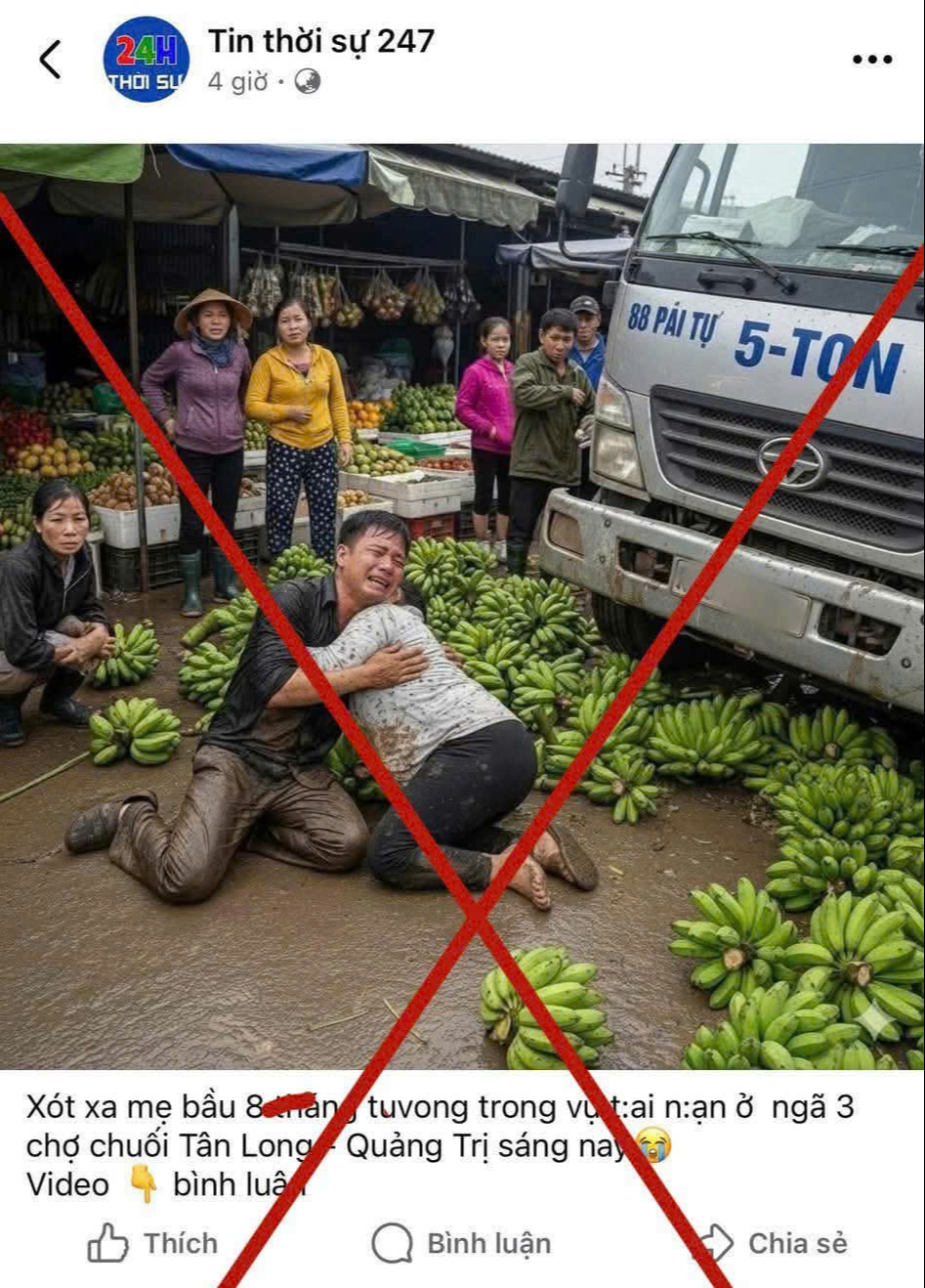 Vụ xe tải lao vào chợ: Công an cảnh báo hình ảnh sai sự thật, mạng xã hội chia sẻ rần rần- Ảnh 1. Vụ xe tải lao vào chợ: Công an cảnh báo hình ảnh sai sự thật, mạng xã hội chia sẻ rần rần- Ảnh 1.