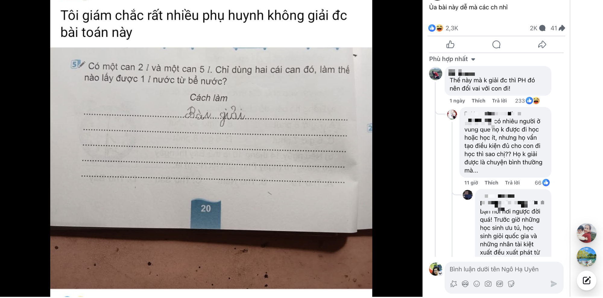 2000 phụ huynh Việt tranh luận về bài Toán tiểu học: Thì ra con chúng ta cũng thông minh thế này! - Ảnh 1. 2000 phụ huynh Việt tranh luận về bài Toán tiểu học: Thì ra con chúng ta cũng thông minh thế này! - Ảnh 1.