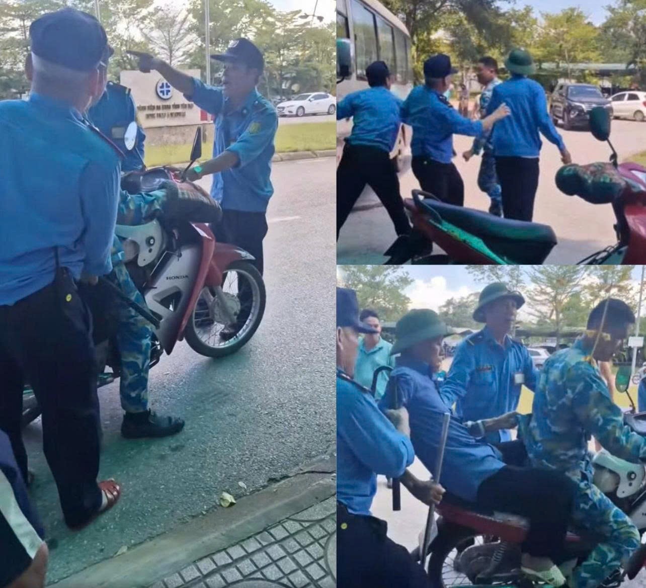 Nhóm bảo vệ bệnh viện đánh người đi xe máy chở bệnh nhân trước sảnh - Ảnh 1. Nhóm bảo vệ bệnh viện đánh người đi xe máy chở bệnh nhân trước sảnh - Ảnh 1.