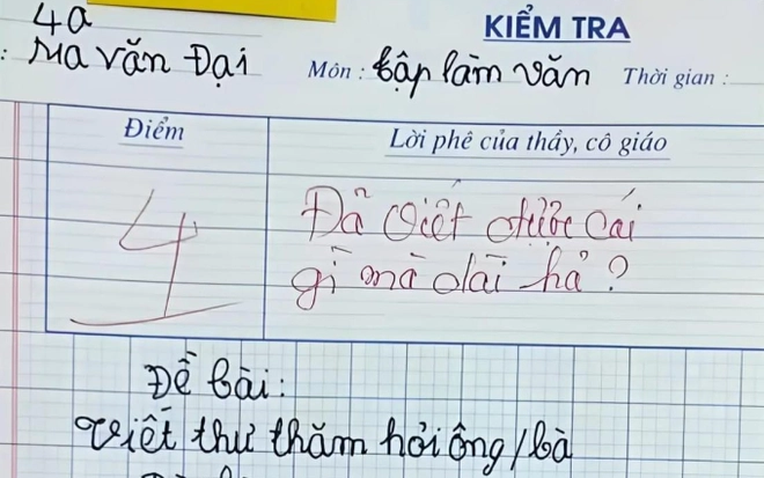 Bài văn viết thư hỏi thăm bà gây bão MXH, được 4 điểm nhưng dân mạng phán: "Không oan tí nào!"- Ảnh 1.