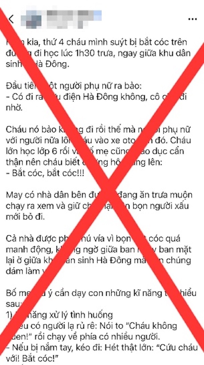 Công an Hà Nội: Thông tin học sinh lớp 6 suýt bị bắt cóc là sai sự thật- Ảnh 1. Công an Hà Nội: Thông tin học sinh lớp 6 suýt bị bắt cóc là sai sự thật- Ảnh 1.