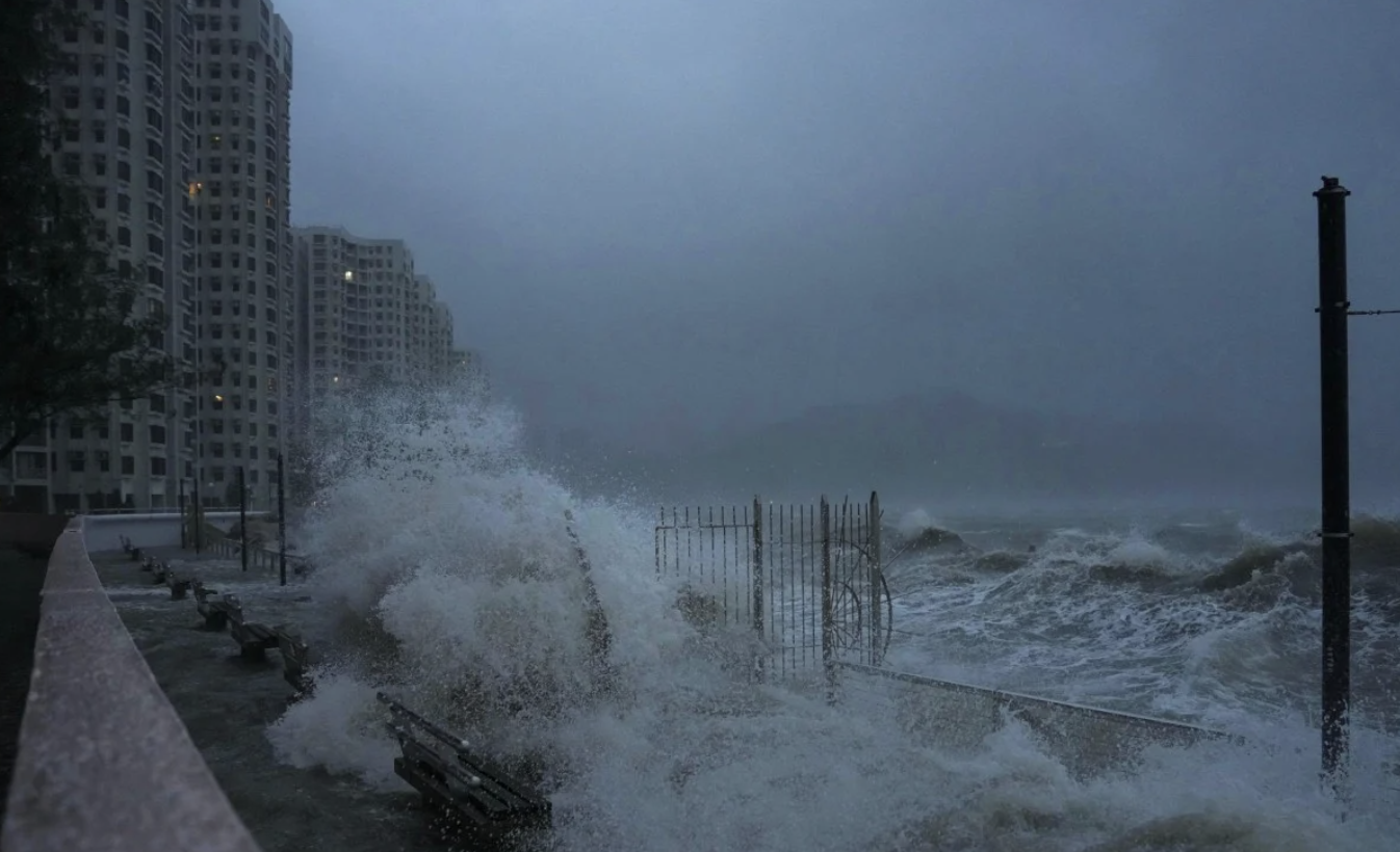 Siêu bão Ragasa: Sóng lớn "quất" Hồng Kông, hàng loạt thành phố Trung Quốc "nín thở"- Ảnh 3. Siêu bão Ragasa: Sóng lớn "quất" Hồng Kông, hàng loạt thành phố Trung Quốc "nín thở"- Ảnh 3.