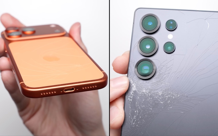 Drop Test Iphone 17 Pro Max Với Galaxy S25 Ultra Để Thấy Khung Nhôm Mới Và Titan Khác Nhau Đến Mức Nào- Ảnh 1. Drop Test Iphone 17 Pro Max Với Galaxy S25 Ultra Để Thấy Khung Nhôm Mới Và Titan Khác Nhau Đến Mức Nào- Ảnh 1.