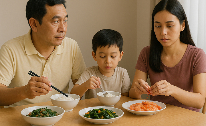 Con tôi 5 tuổi tự ăn, chồng 42 tuổi vẫn chờ vợ bóc tôm, gỡ xương cá- Ảnh 1.