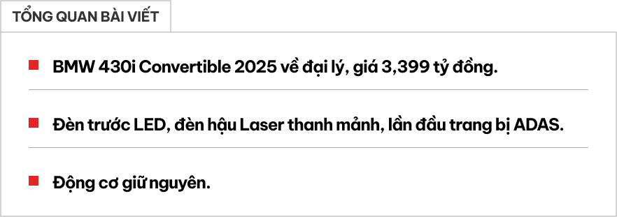 BMW 4 Series 2025 về đại l&yacute;: Gi&aacute; từ gần 3,4 tỷ đồng cho bản mui trần, lần đầu c&oacute; ADAS, giao diện đ&egrave;n g&acirc;y ch&uacute; &yacute;- Ảnh 1.