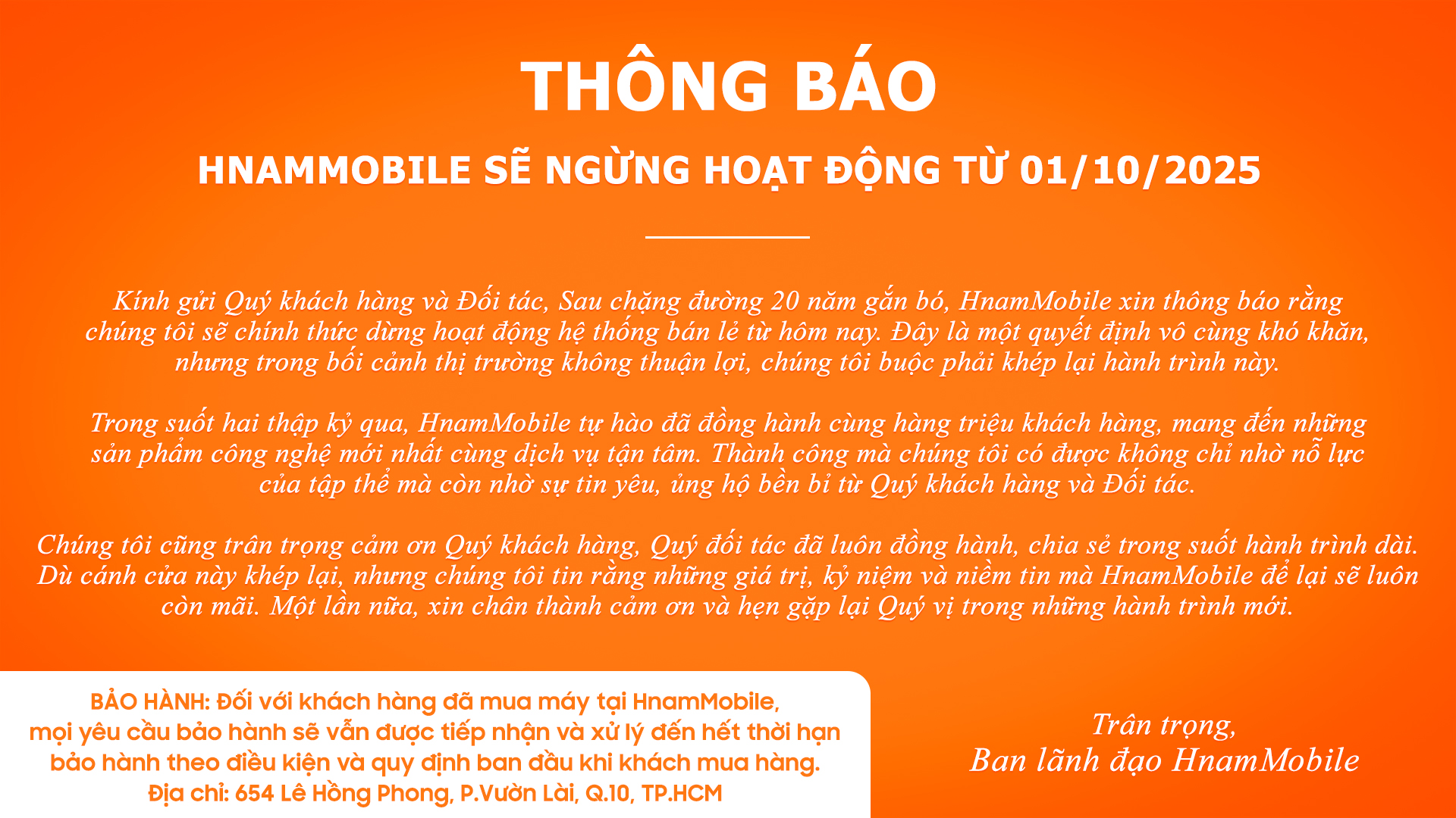 1 thương hiệu bán lẻ điện thoại di động nổi tiếng bất ngờ thông báo ngừng hoạt động từ 1/10/2025- Ảnh 2.