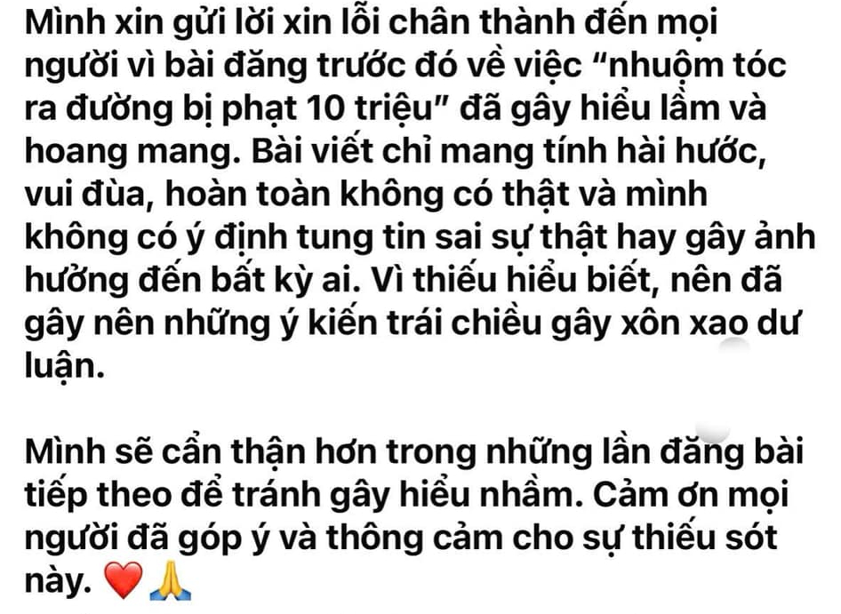 Công an làm việc với người đăng tải thông tin "luật gì giờ nhuộm tóc ra đường phạt 10 củ"- Ảnh 1.