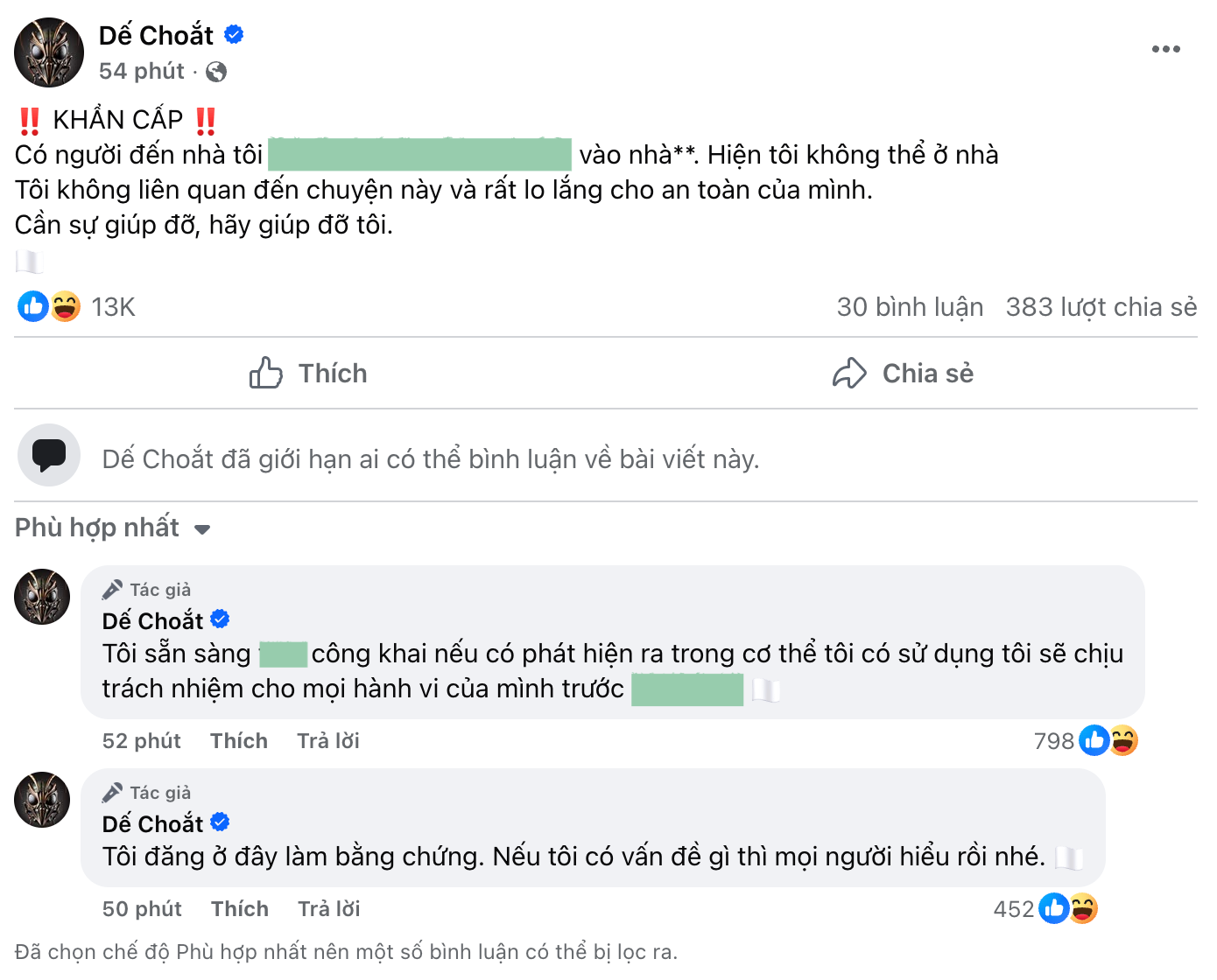 Fanpage Quán quân Rap Việt Dế Choắt xuất hiện bài đăng gây sốc- Ảnh 2. Fanpage Quán quân Rap Việt Dế Choắt xuất hiện bài đăng gây sốc- Ảnh 2.