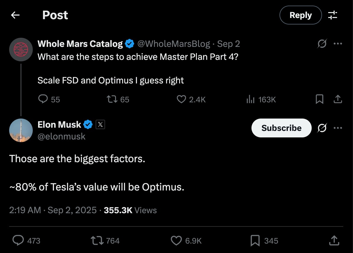 Elon Musk dự đoán 80 % giá trị Tesla sẽ đến từ robot chứ không phải ô tô - Ảnh 2. Elon Musk dự đoán 80 % giá trị Tesla sẽ đến từ robot chứ không phải ô tô - Ảnh 2.