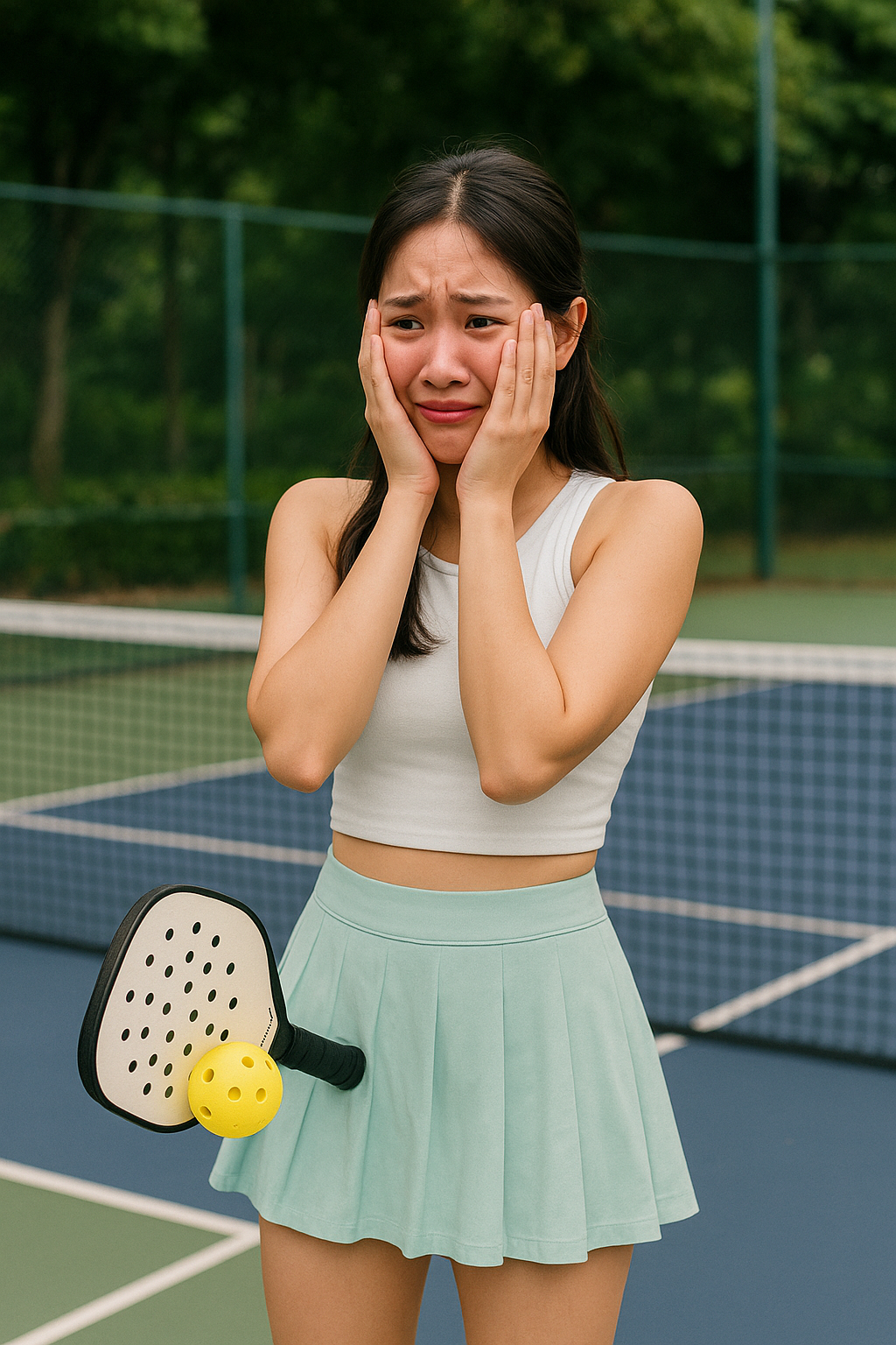 Cô gái lên đồ xinh hết cỡ đi "xé vé" pickleball với người lạ, gặp sự cố ngượng đỏ mặt trên sân - Ảnh 1. Cô gái lên đồ xinh hết cỡ đi "xé vé" pickleball với người lạ, gặp sự cố ngượng đỏ mặt trên sân - Ảnh 1.