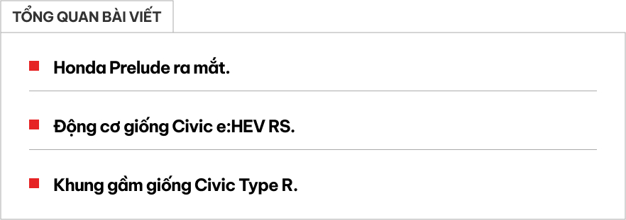 Honda Prelude ra mắt: Động cơ như Civic e:HEV, thừa hưởng từ khung gầm Civic Type R, về Việt Nam dễ thành 'hàng hot' - Ảnh 1.