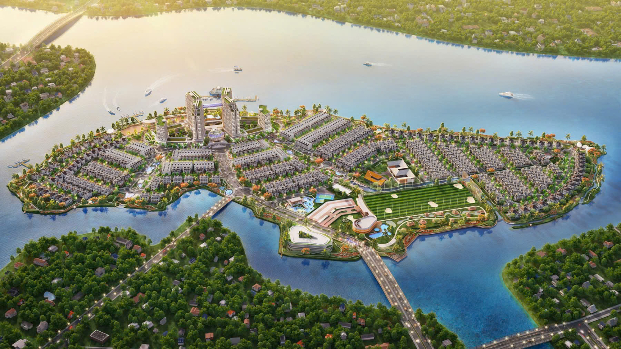 Toàn cảnh đô thị đảo sát vách TP.HCM, đối diện dự án 72.000 tỷ của Sun Group, góp phần đẩy giá đất xung quanh tăng gấp 10 lần - Ảnh 1. Toàn cảnh đô thị đảo sát vách TP.HCM, đối diện dự án 72.000 tỷ của Sun Group, góp phần đẩy giá đất xung quanh tăng gấp 10 lần - Ảnh 1.