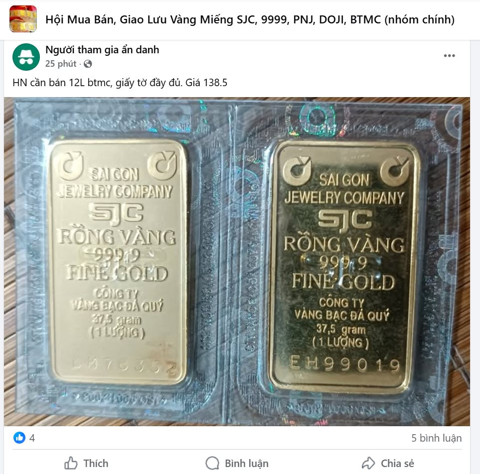 Giá vàng rơi thẳng đứng trên "chợ" mạng, có người nháo nhào: "Mình vào chứng khoán cần bán 10 cây SJC" - Ảnh 2. Giá vàng rơi thẳng đứng trên "chợ" mạng, có người nháo nhào: "Mình vào chứng khoán cần bán 10 cây SJC" - Ảnh 2.