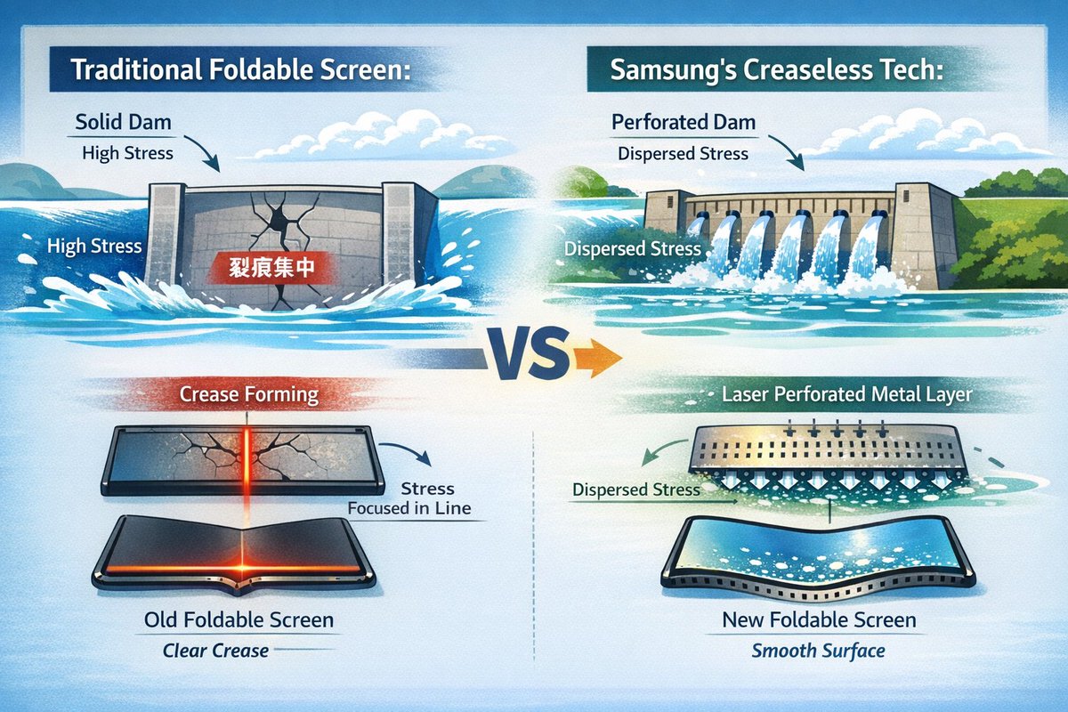 Samsung Ứng dụng nguy&ecirc;n l&yacute; đập nước x&oacute;a nếp gấp m&agrave;n h&igrave;nh gập như thế n&agrave;o? - Ảnh 2.