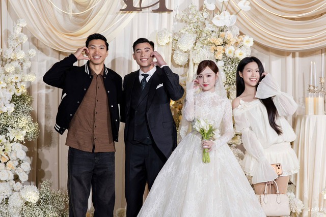 Do&atilde;n Hải My khoe visual s&aacute;ng bừng, cực tinh tế khi c&ugrave;ng Văn Hậu dự đ&aacute;m cưới của thủ m&ocirc;n U23 Việt Nam- Ảnh 2.
