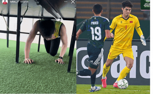 Sao thủ m&ocirc;n hotboy Trần Trung Ki&ecirc;n U23 Việt Nam phải chui gầm b&agrave;n thế n&agrave;y!- Ảnh 1.