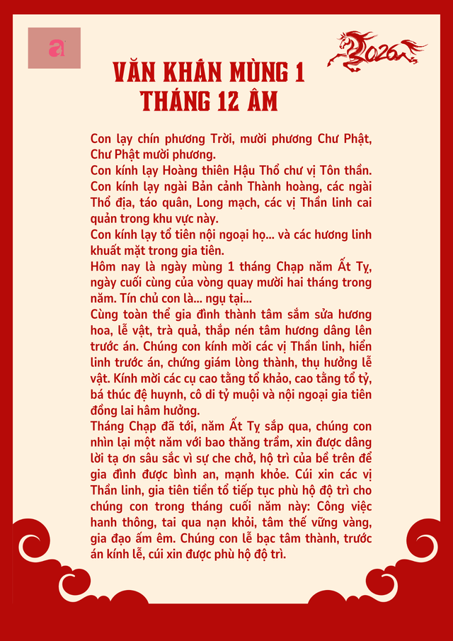 Văn khấn m&ugrave;ng 1 th&aacute;ng Chạp năm Ất Tỵ 2025 v&agrave; những &yacute; nghĩa s&acirc;u sắc - Ảnh 1.