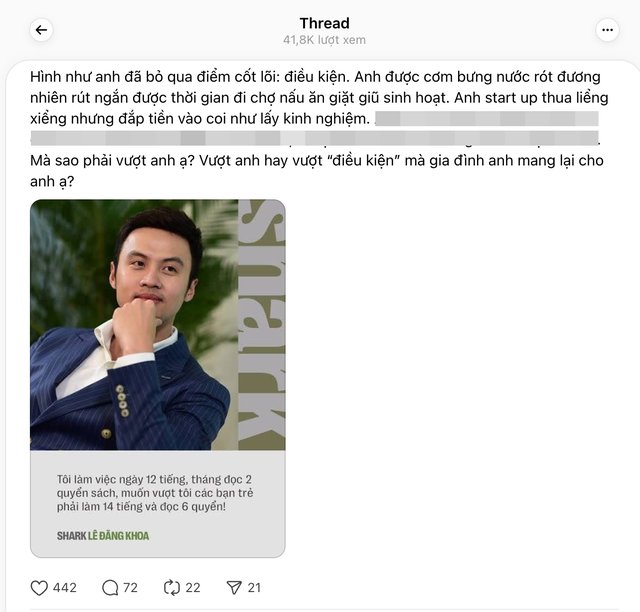 Shark Khoa: Muốn vượt t&ocirc;i c&aacute;c bạn trẻ phải l&agrave;m 14 tiếng v&agrave; đọc 6 quyển s&aacute;ch, d&acirc;n 