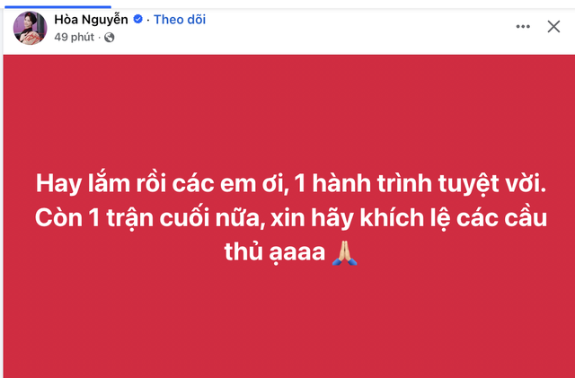 Ho&agrave; Minzy: Xin h&atilde;y kh&iacute;ch lệ c&aacute;c cầu thủ U23 Việt Nam, họ mới l&agrave; người buồn nhất- Ảnh 1.