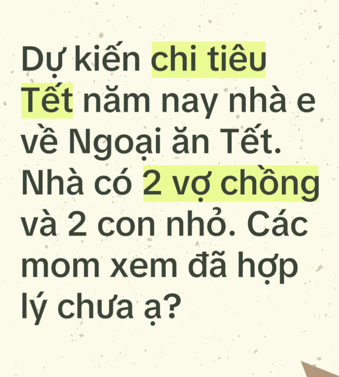 Gia đình 4 người dự trù tiêu Tết 20 triệu: Biếu nhà nội 10 triệu, nhà ngoại 1 triệu làm dậy sóng MXH- Ảnh 1. Gia đình 4 người dự trù tiêu Tết 20 triệu: Biếu nhà nội 10 triệu, nhà ngoại 1 triệu làm dậy sóng MXH- Ảnh 1.