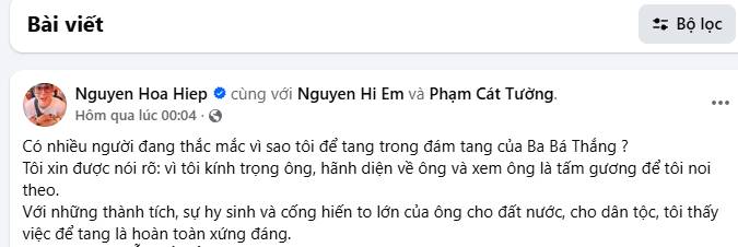 Bá Thắng lên tiếng về 4 điều bị bàn tán trong đám tang cha, diễn viên Hòa Hiệp cũng đăng status nói rõ - Ảnh 4.