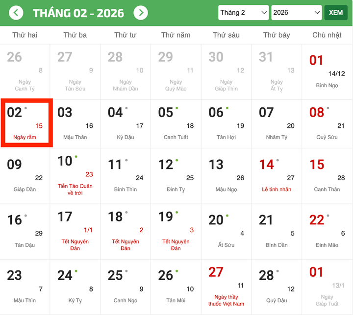 Rằm th&aacute;ng Chạp 2026 l&agrave; ng&agrave;y mấy dương lịch? - Ảnh 1.