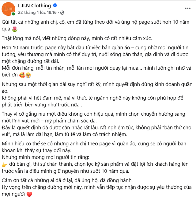 Một thương hiệu thời trang tuyên bố đóng cửa vĩnh viễn sau hơn 10 năm hoạt động - Ảnh 1.